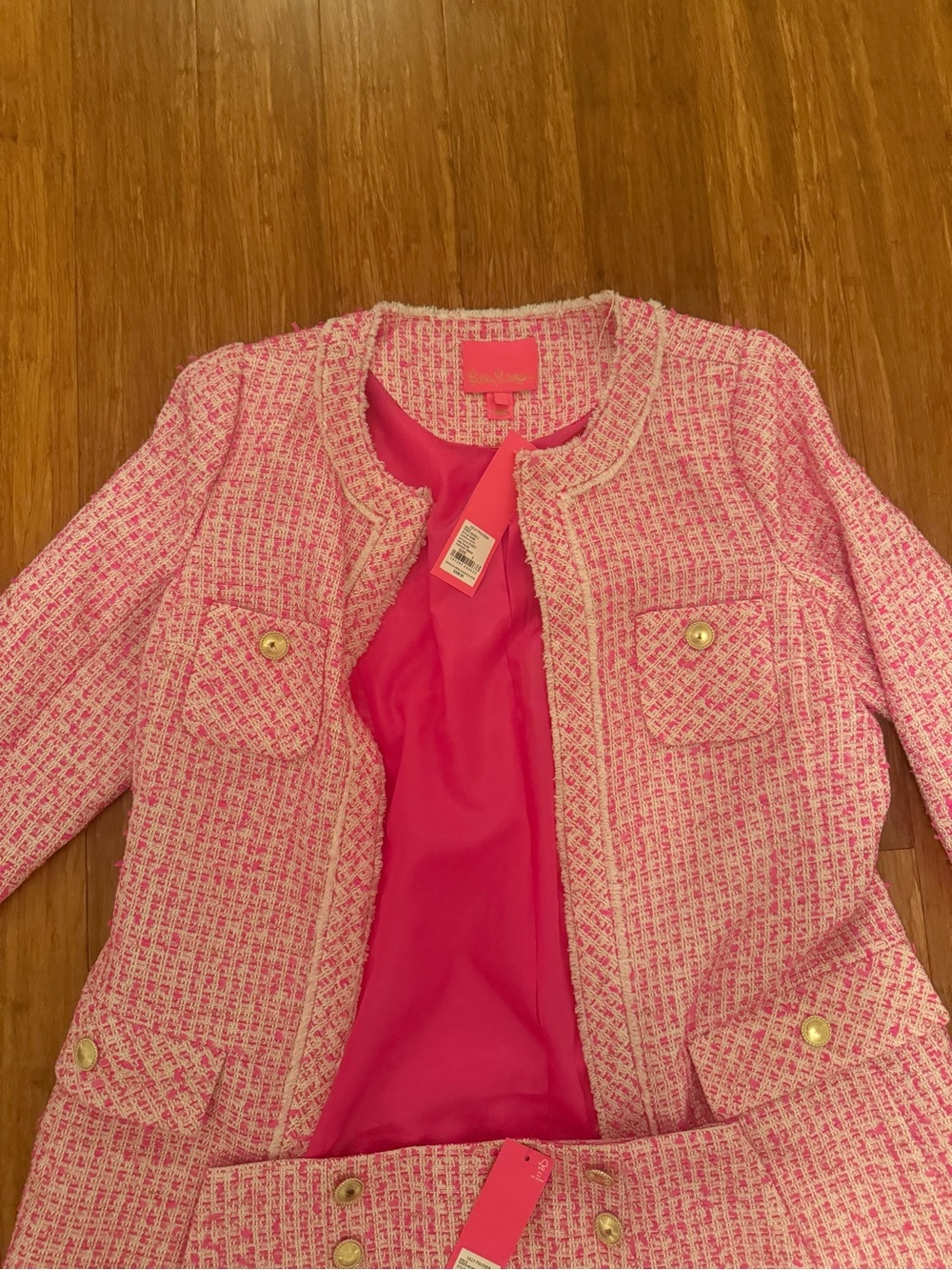 Pink Tweed Skirt Set - Classic Women's Two-Piece - Picture 3 of 3